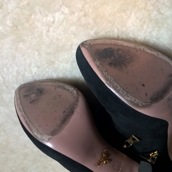 PRADA Platform black short suede Booties heels 9 39 - Picture 2 of 8
